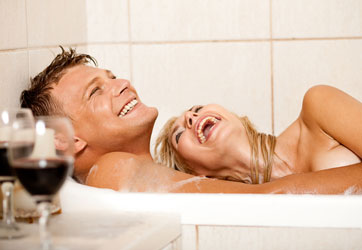 couple in a bath tub